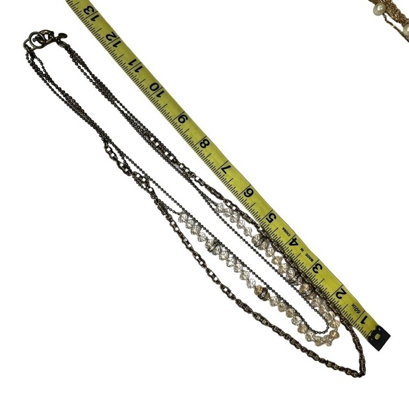 J Crew Statement Necklace 3 chains Industrial Layered - Picture 6 of 7